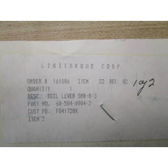 Limitorque 60-504-0004-2 Declutch Lever - New No Box