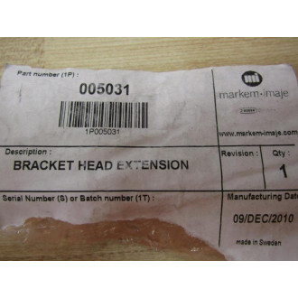 Markem-Imaje 1P 005031 Bracket Head Extension - New No Box