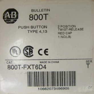 Allen Bradley 800T-FXT6D4 Red Push Button 800TFXT6D4 WO Cap