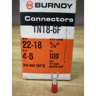 Burndy TN18-6F Insulug Terminal Fork TN186F (Pack of 42)