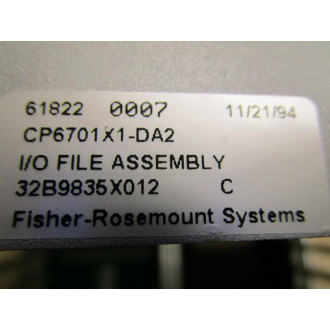 Fisher Controls CP6701 InputOutput Rack - Used