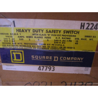 Square D H224 Safety Switch 200 Amp
