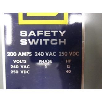 Square D H224 Safety Switch 200 Amp