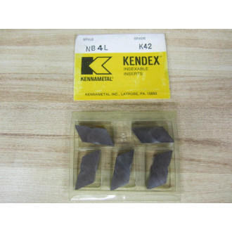 Kennametal NB4L-K42 Kendex Indexable Inserts Style NB4L  Grade K42 - New No Box