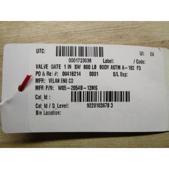 VELEN W05-2054B-13MS Gate Valve F318 MMPJM1 - New No Box