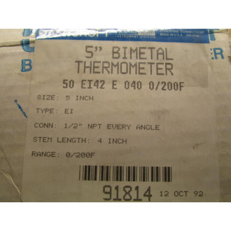Ashcroft 50 EI42 W 040 0200F Thermometer