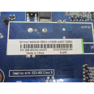 Zotac 288-80N44-040ZT Video Card 8400GS Gen2 256MB 64Bit DDR2 - Used