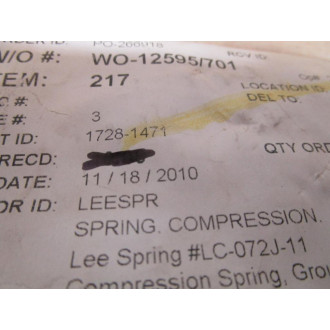Lee Spring 1728-1471 Spring LC-072J -11-M (Pack of 8) - New No Box