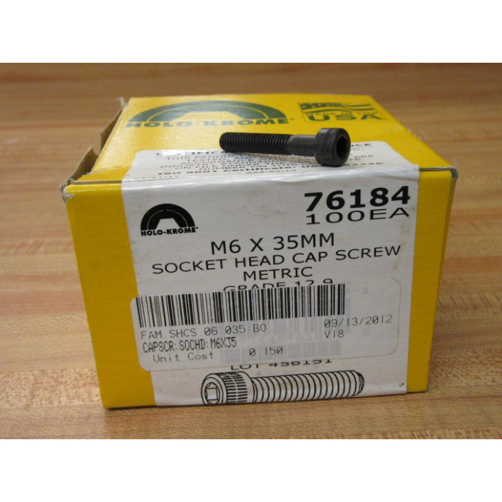 Holo-Krome 76184 Socket Head Cap Screw M6 X 35MM (Pack of 92) - New No Box