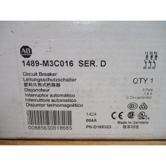 Allen Bradley 1489-M3C016 Circuit Breaker 1.6 AMP
