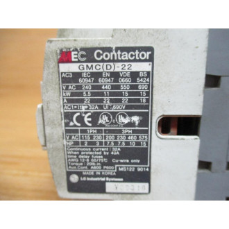 MEC GMC(D)-22 AC200 Contactor GMC(D)-22 - Used