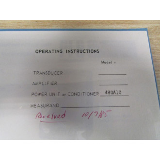 PCB 480A10 Manual For Transducer - Used