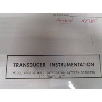 PCB 480A10 Manual For Transducer - Used