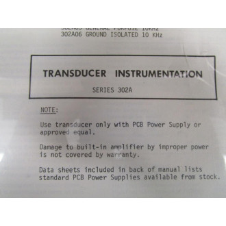 PCB 302A Transducer Instrumentation - Used