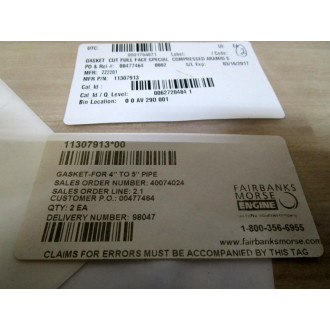 Fairbanks Morse Engine 11307913 Gasket (Pack of 2)