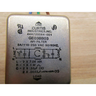Curtis Industries GE03BB03 RFI Filter 44A720084-001 - Used