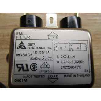 Delta Electronics 05VBAG5 EMI Filter - Used