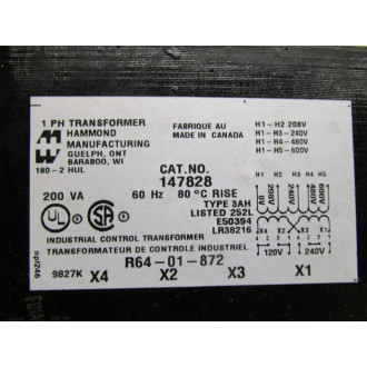 Hammond Manufacturing 147828 Transformer 147828 - Used