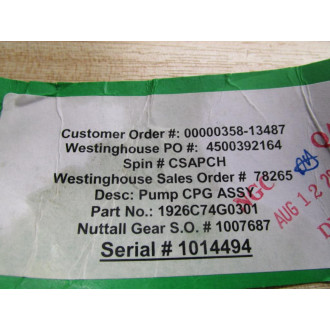 Nuttall Gear 30032006 Coupling Assy Pump