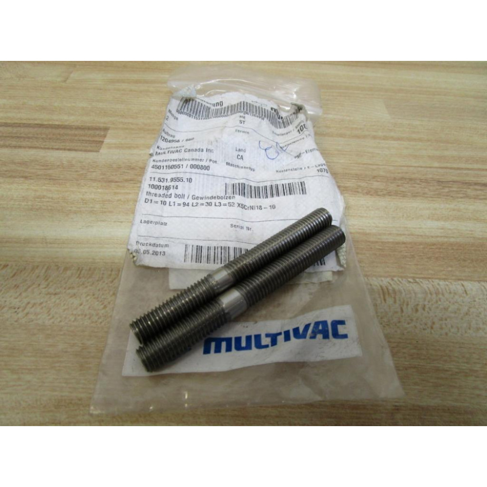 Multivac 11.531.9555.10 Threaded Bolt (Pack of 2)