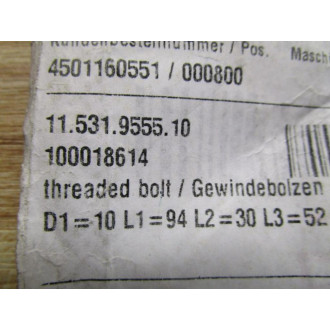 Multivac 11.531.9555.10 Threaded Bolt (Pack of 2)