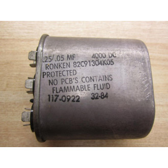 Ronken 82C91304K05 Capacitor .25.05MF 4000DC - Used