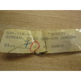 305235 Inlet Conical Screen Filter (Pack of 4) - New No Box