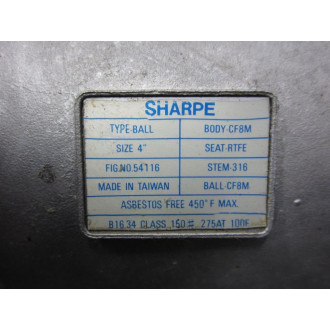 Sharpe 54116 Ball Valve 2-12" CF8M 4" RTFE Seat - New No Box