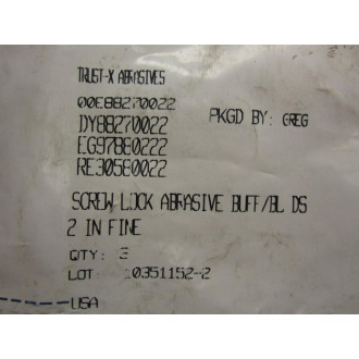 Trust-X 00E88270022 Screw Lock Abrasive Buff 2" Fine (Pack of 3)