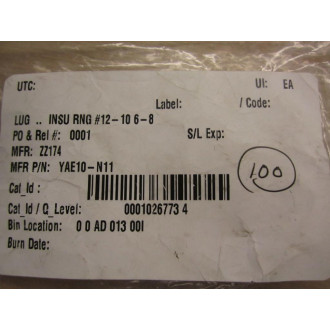 Burndy YAE10-N11 Ring Terminal (Pack of 100)