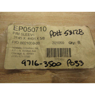 Isostatic Industries EP050710 PM Sleeve (Pack of 8) - New No Box