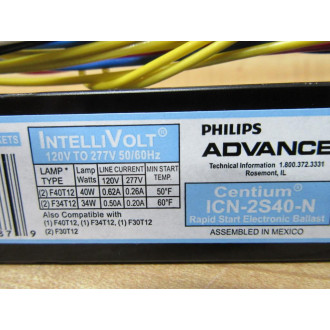 Philips Advance ICN-2S40-N Ballast ICN2S40N - New No Box