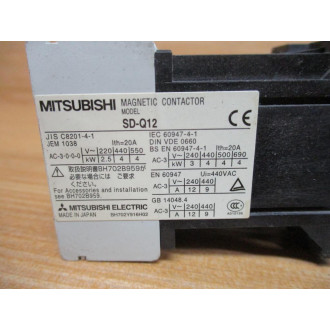 Mitsubishi SD-Q12-DC24V Magnetic Contactor SD-Q12 - Used