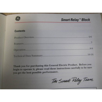 General Electric GEH-5954 Smart Relay Block Instruction Manual - New No Box