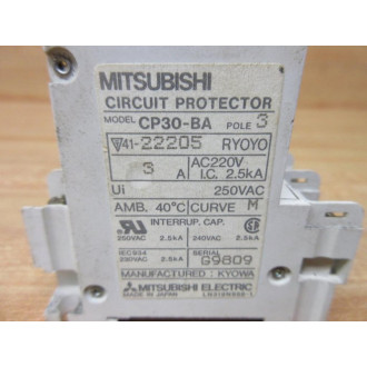 Mitsubishi CP30-BA-3P-3A Circuit Protector CP30BA3P3A Cracked Housing - Used