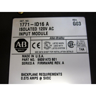 Allen Bradley 1771-ID16 Module Ser.A, Rev.G03, 96091473 B01 WWiring Arm - Used