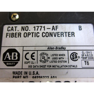 Allen Bradley 1771-AF Fiber Optic Converter 1771AF Ser B WO Wiring Arm - Used