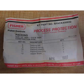 Fisher RPACKX00032 TFE 34 Repair Kit