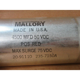 Mallory 235-7150A Capacitor 20-91110 - Used