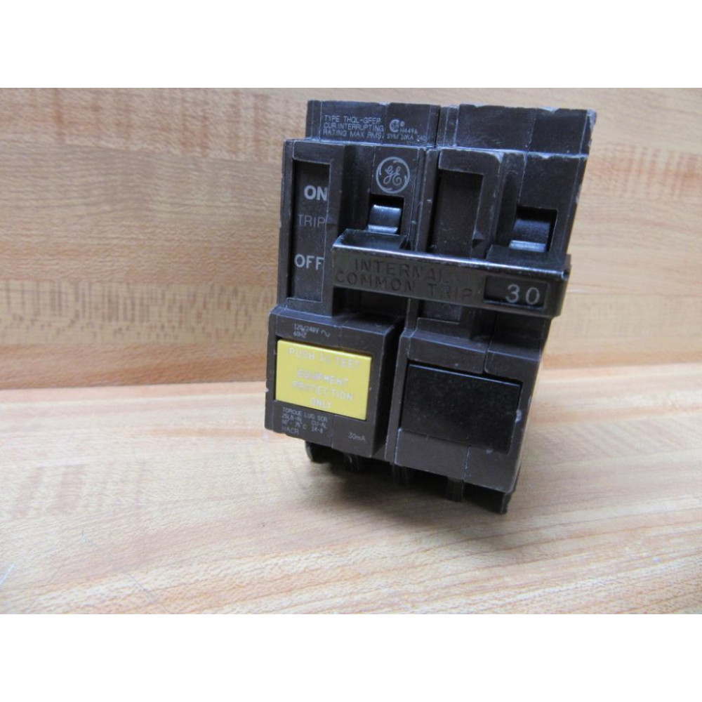 General Electric THQL-GFEP Circuit Breaker GE 30A 2P 5126460 CRACKED HOUSING - Used