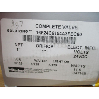 Parker 16F24C6164A3FEC80 Gold Ring Valve