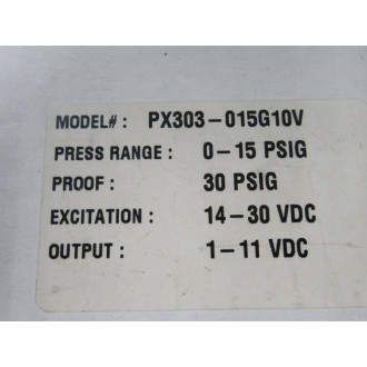 Omega PX303-015G10V Pressure Transducer PX303015G10V