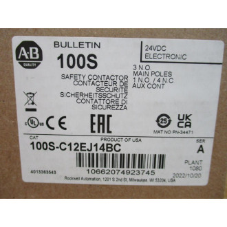 Allen Bradley 100S-C12EJ14BC Guardmaster Safety Contactor