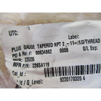 Van Keuren 2365A119 Plug Gauge - New No Box