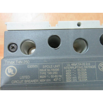 ABB Sace TMAX T4N 250 Circuit Breaker PR221DS WO Face Plate - Used