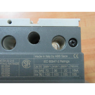 ABB Sace TMAX T4N 250 Circuit Breaker PR221DS WO Face Plate - Used