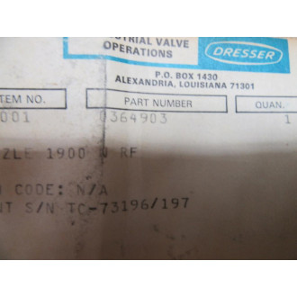 Dresser 0364903 Nozzle