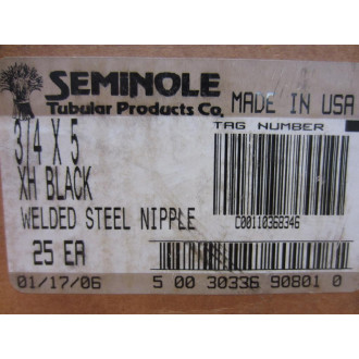 Seminole 21 RN-2 399 34"x 5" Black Welded Steel Nipple (Pack of 25)
