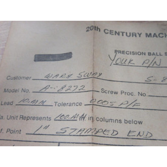 20th Century Machine 5104-5003 Ball Screw A-8272