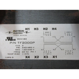 Daykin Electric TF2000P General Purpose Transformer